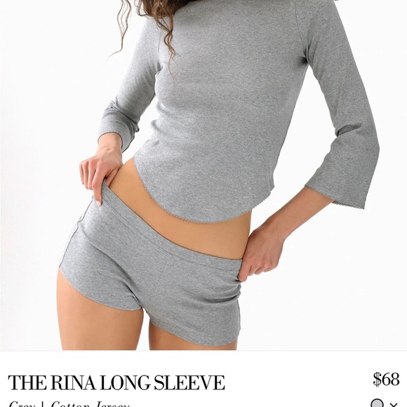 The Rina Long Sleeve Gray Top - Picture 2 of 2